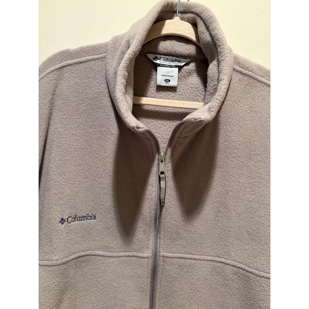 Columbia Mens XXL Steens Mountain Full Zip Fleece Jacket Taupe Tan WM6113 - Picture 7 of 8